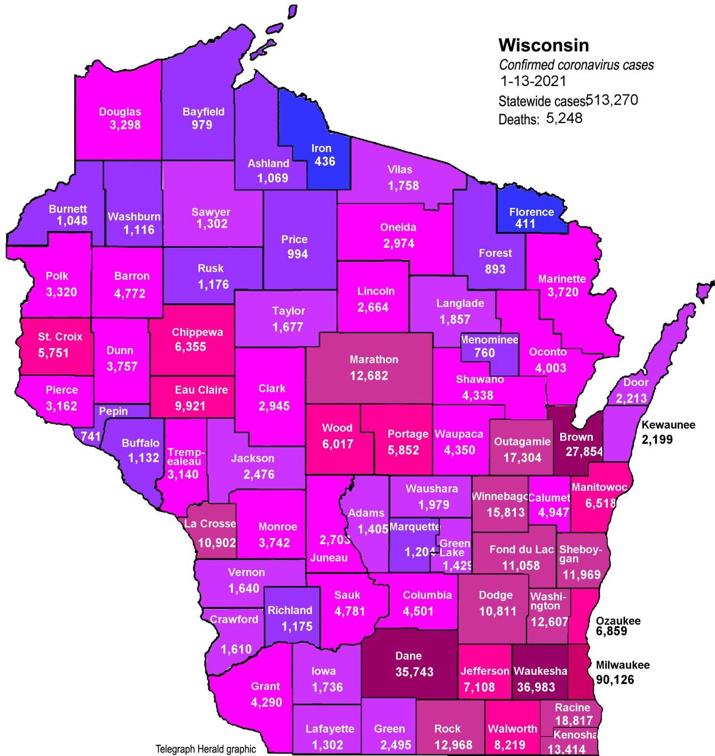 Where is COVID-19 in Wisconsin 01-13-2021